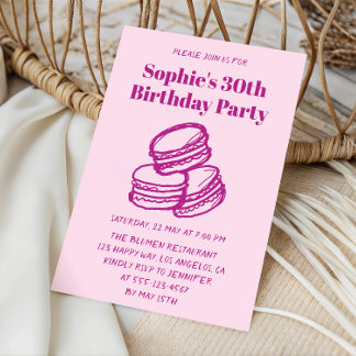 Invitation Elegant Pink Macaron 30th Birthday Party 