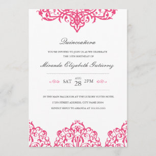 Invitation Elegant Pink Quinceañera