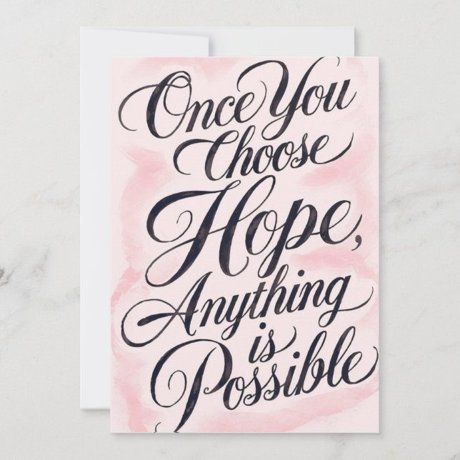 Invitation Elegant Pink Watercolor Hope & Possibility Inspira (Devant)