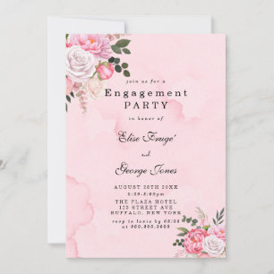 Invitation Élégant Pink White Peonies