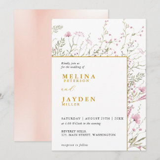 Invitation Elegant Pink Wild Floral Wedding 