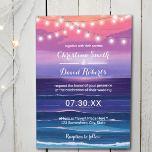 Invitation Elégant plage Tropical Summer Lights Mariage