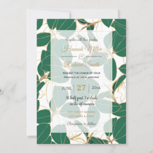 Invitation Elégant Plante en caoutchouc vert or Design de feu