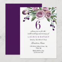 Élégant Plum Purple 6e anniversaire Mariage Invita