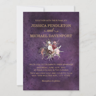 Invitation Élégant Plum violet crème rose pâle Mariage