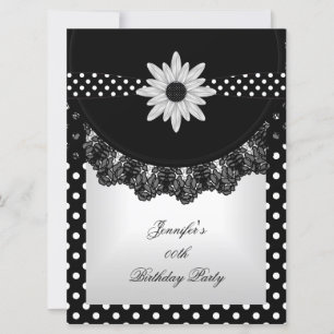 Invitation Elégant Polka Dot noir blanc dentelle