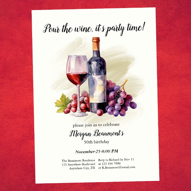 Invitation Elégant Pour Le Vin Thème 50ème Anniversaire (Créateur téléchargé)
