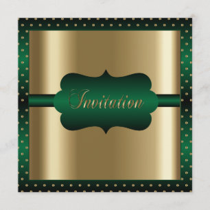 Invitation Élégant pour toutes occasions   Vert et Or