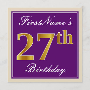 Invitation Elégant, pourpre, Faux Gold 27ème anniversaire + N