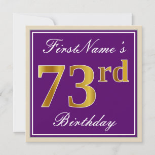 Invitation Elégant, pourpre, Faux Gold 73ème anniversaire + N