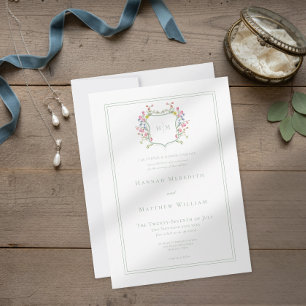 Invitation Élégant Poussiéreux Sage Pâle Crête de Fleur Sauva