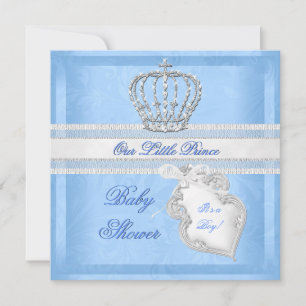 Invitation Élégant Prince Baby shower garçon bleu petit princ