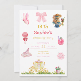 Invitation Elegant Princess Garden Birthday Party for Girl