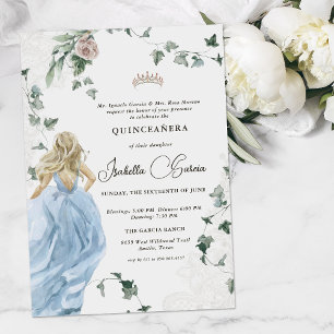 Invitation Elegant Princesse Conte de Fées   Quinceañera 15 a