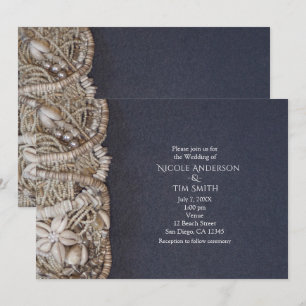 Invitation Elégant Puka de plage coquillages de mariage