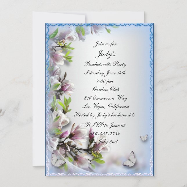Invitation Élégant Purple Floral Butterfly Bachelorette Party (Devant)