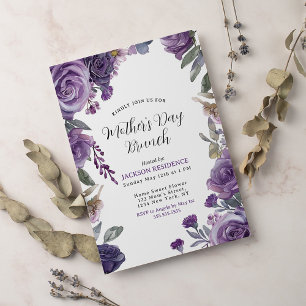 Invitation Élégant Purple Floral Fête des Mères Brunch