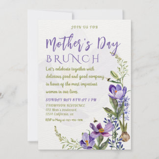 Invitation Elegant Purple Floral Mother’s Day Brunch
