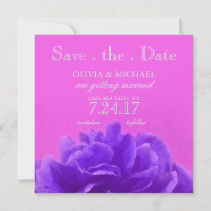 Invitation Élégant Purple Framboise Floral Enregistrer La Dat