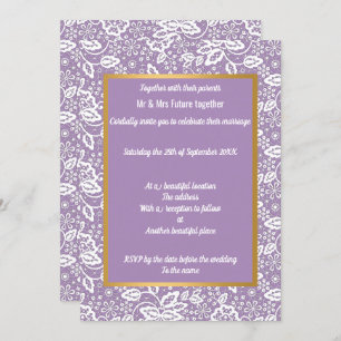 INVITATION ÉLÉGANT PURPLE GOLD LACE MARIAGE