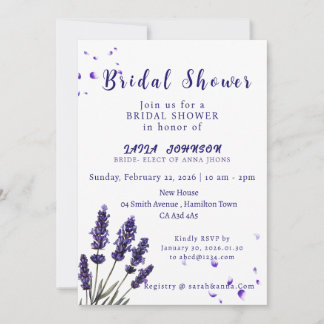 Invitation Elegant Purple Lavender Floral Bridal Shower