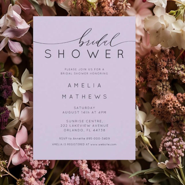 Invitation Elegant Purple Lilac Bridal Shower (Créateur téléchargé)