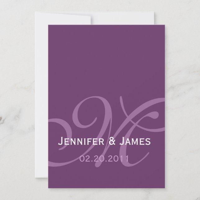 Invitation Elegant Purple Monogram Names Wedding Invite (Devant)