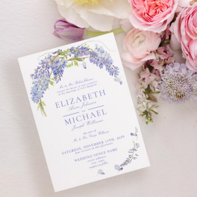 Invitation Élégant Purple Wisteria Script Régénération formel (Créateur téléchargé)