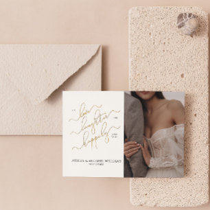 Invitation Élégant QR Code 2 Script Photo Happy Jamais Après