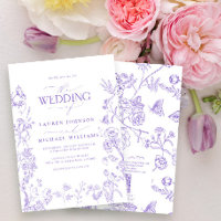 Élégant QR Code Lavender Chinoiserie Mariage