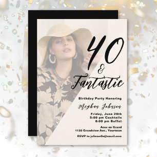 Invitation Elegant Quarante et Superposition de Photo Fantast