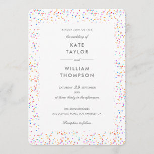 Invitation Elégant Rainbow Confetti Mariage photo