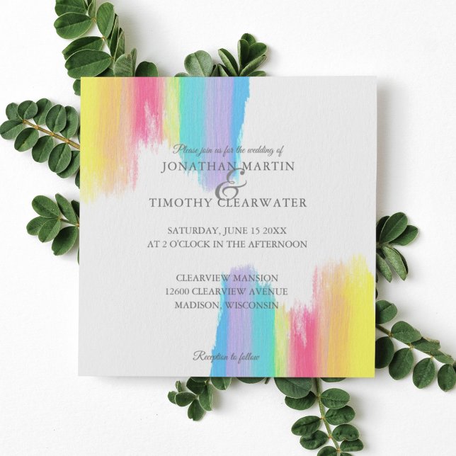 Invitation Elégant Rainbow Watercolor Paint Mariage été (Créateur téléchargé)