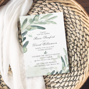 Invitation Élégant rameau de verdure de mariage à l'olive