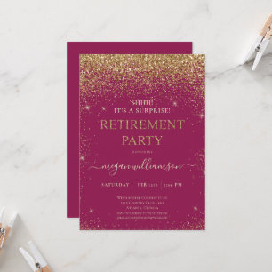 Invitation Elégant Raspberry Gold Parties scintillant Parti d