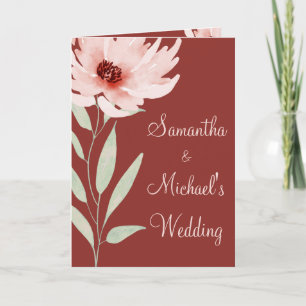 Invitation Elegant Red Pink Watercolor Floral Wedding Folded