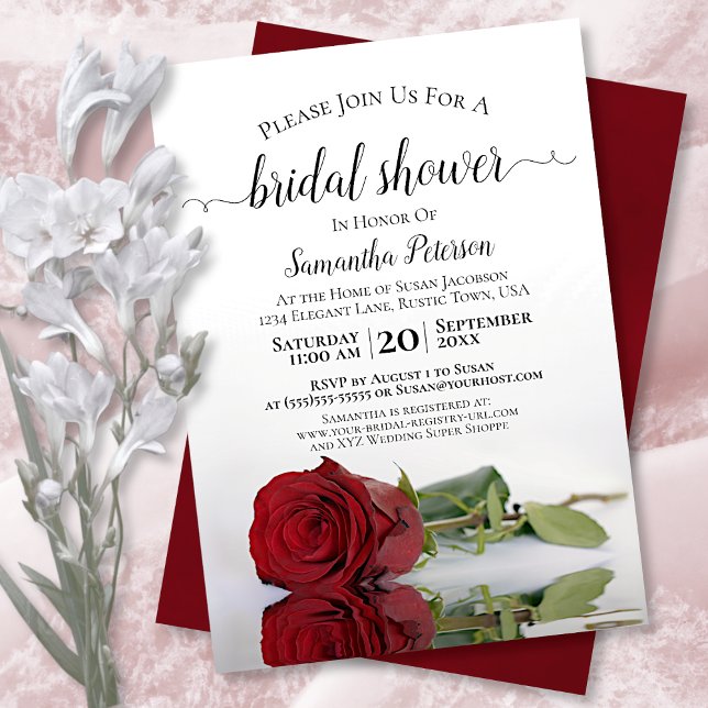 Invitation Elégant reflet de la Fête des mariées de rose roug (Créateur téléchargé)