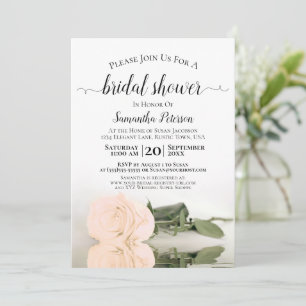 Invitation Elégant reflet Sepia Peach Rose Fête des mariées