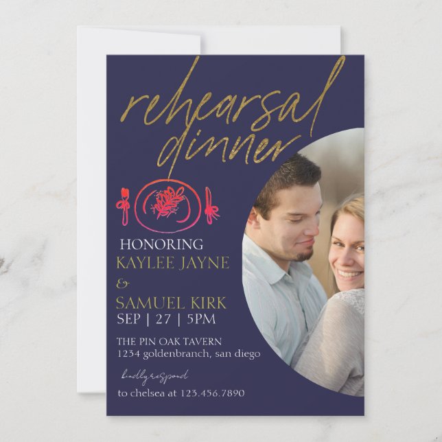 Invitation Elegant Rehearsal Dinner (Devant)
