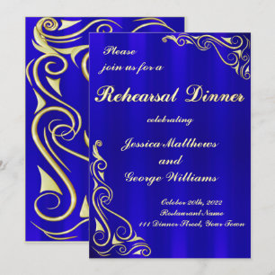 Invitation Élégant Repas Royal Royal Royal Golden Blue