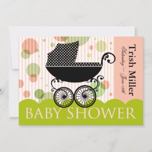 Invitation Elégant Retro Baby Carriage - Baby shower Party