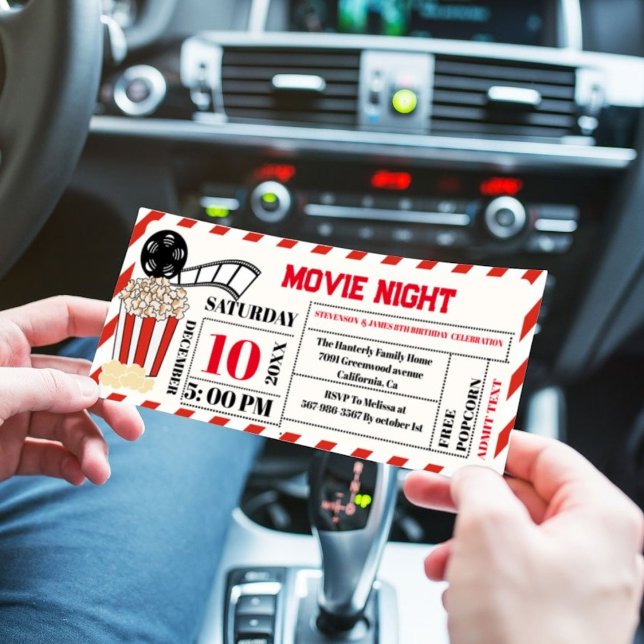 Invitation Élégant Retro Movie Nuit Anniversaire Billet de fê (Créateur téléchargé)
