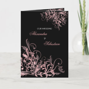 Invitation Elegant Retro Pink Flower Swirl Wedding Invite