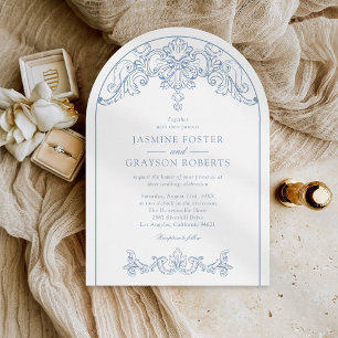 Invitation Elégant Rococo Vintage Mariage bleu