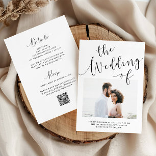 Invitation Élégant roman   Photo QR Code tout en un Mariage