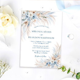 Invitation Elegant Romantic Blue Floral Boho Wedding