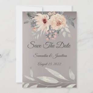 Invitation Élégant romantique Argent rose floral Enregistrer 