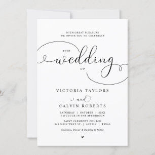 Invitation Élégant romantique Calligraphie Script Mariage