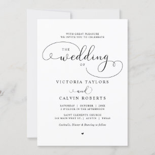 Invitation Élégant romantique calligraphie Script Mariage Inv
