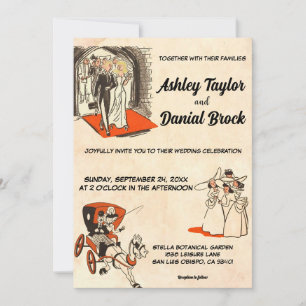 Invitation Élégant romantique Couple Comic Mariage à thème li